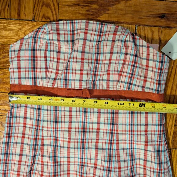 NWT Lilly Pulitzer Strapless Mini Empire Waist Dress Women’s Sz 6 Red Blue Plaid - Picture 8 of 8